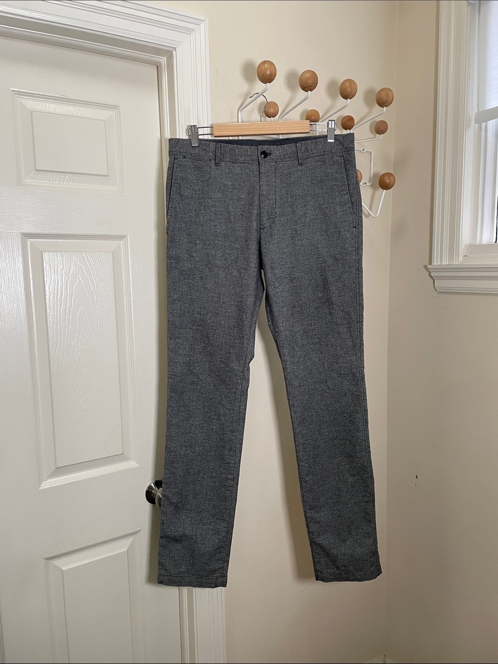 Strellson Charcoal Herringbone Wool Dress Pants Grey - 34x33